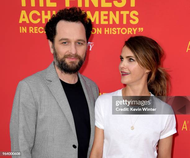 Actors Matthew Rhys and Keri Russell arrive at the For Your Consideration red carpet event for FX's "The Americans" at the Saban Media Center on May...