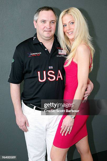 Tareq Salahi and Michaele Salahi pose at a press conference with the USA Polo Team on February 4, 2010 in Melbourne, Australia. Tareq Salahi is the...