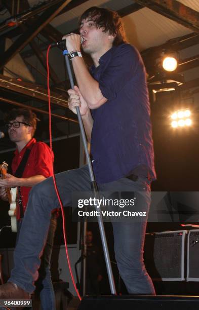 Lead singer Thomas Mars of the French alternative rock band Phoenix performs at Salon Vive Cuervo on February 2, 2010 in Mexico City, Mexico.