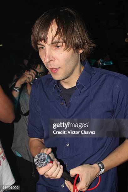 Lead singer Thomas Mars of the French alternative rock band Phoenix performs at Salon Vive Cuervo on February 2, 2010 in Mexico City, Mexico.