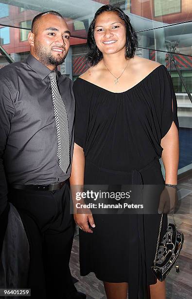 Bertrand Vili and Valerie Vili arrive for the 2009 Halberg Awards at Sky City on February 4, 2010 in Auckland, New Zealand.