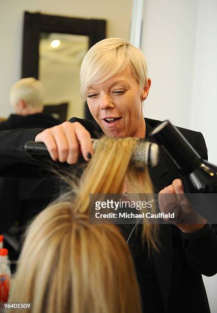 Denise Richards turns to celebrity hairstylist Tabatha Coffey for her color and styling at Warren Tricomi Salon on February 3, 2010 in West...