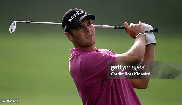 Martin Kaymer of Germany during the first round the Omega Dubai Desert Classic on the Majlis Course at the Emirates Golf Club on February 4, 2010 in...