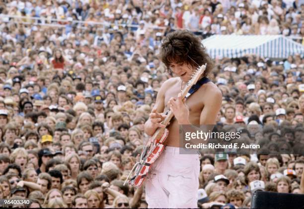 Eddie Van Halen from Van Halen performs live on stage during their 1984 US tour