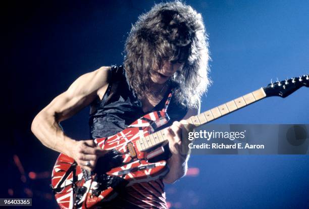 Eddie Van Halen from Van Halen performs live on stage during their 1980 US tour