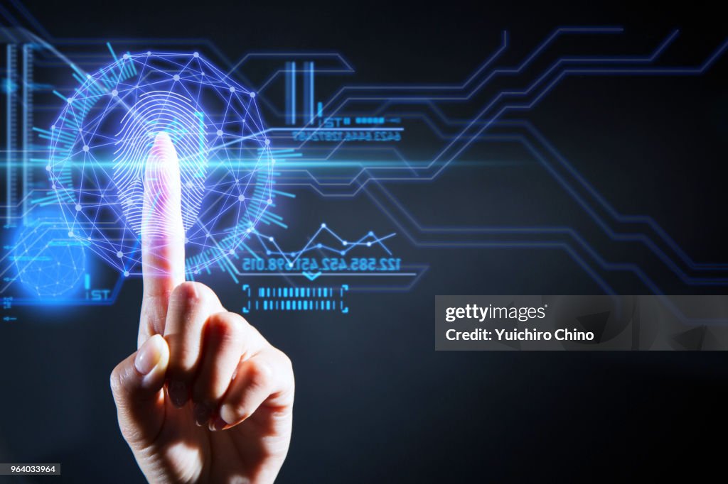 Security Setup User Interface Security User Interface Technology With Fingerprint High-Res Stock ...