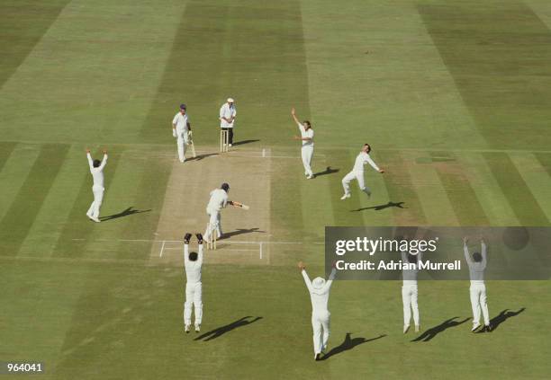 Dean Jones of Australia catches England's Kim Barnett off the bowling of Terry Alderman during the Second Ashes Test match between England and...