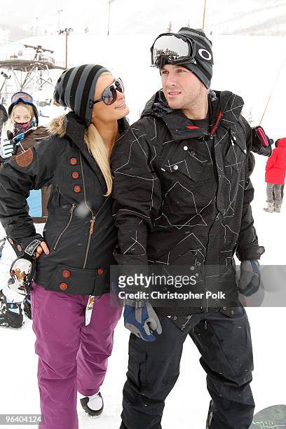Paris Hilton and Doug Reinhardt attend Oakley "Learn To Ride" Snowboard fueled by Muscle Milk at Oakley Lodge on January 23, 2010 in Park City, Utah.