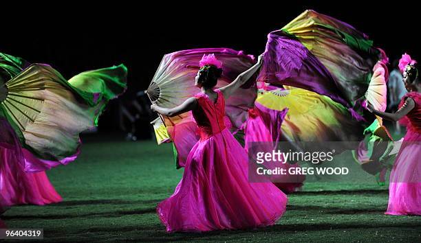 Participants from China perform during a dress rehearsal for the Edinburgh Military Tattoo in Sydney on February 3, 2010. The new show titled...