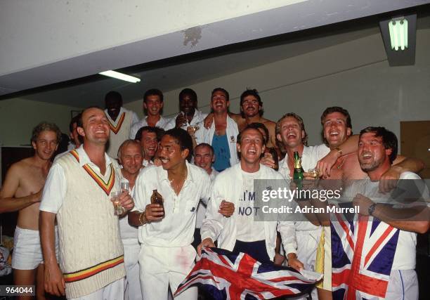 England celebrate winning after the Fourth Test match against Australia played at the Melbourne Cricket Ground, in Australia. England won the match...