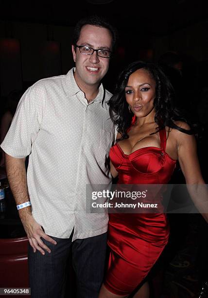 Subway spokesperson Jared Fogle and model Melyssa Ford attend the Moves Magazine Annual Super Bowl Gala on February 3, 2010 in Hallandale, Florida.