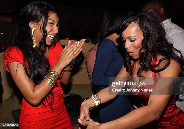 Melanie Fiona and Melyssa Ford attend the Moves Magazine Annual Super Bowl Gala on February 3, 2010 in Hallandale, Florida.