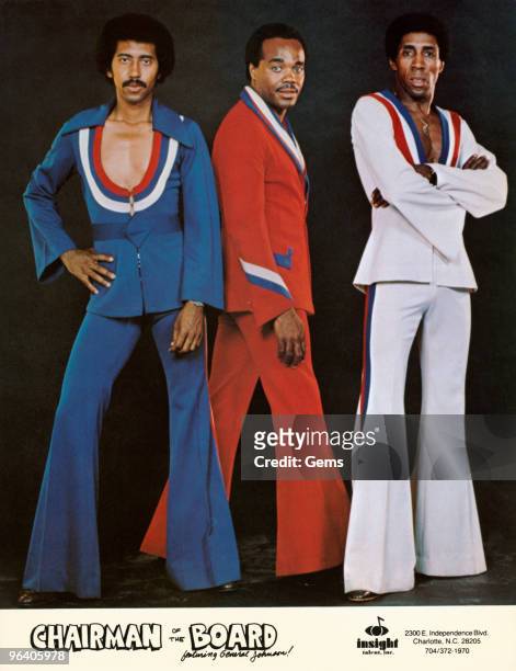 American soul group Chairmen of the Board, featuring Eddie Custis, Harrison Kennedy and General Norman Johnson, circa early 1970s. From Insight...