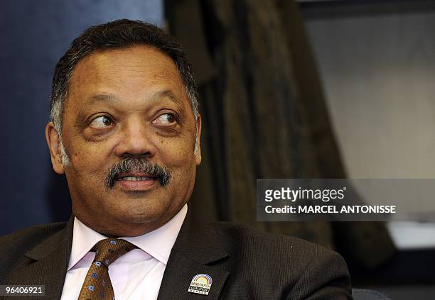 Reverend Jesse Jackson poses at the International Criminal Tribunal for the former Yugoslavia in The Hague, on February 4, 2010. Jackson is on a...