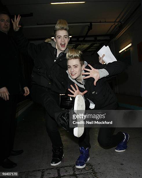 John Grimes and Edward Grimes sighted leaving The London Studios after performing on This Morning on February 4, 2010 in London, England.