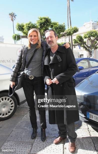 Laura Freddi and Rocco Papaleo arrives to attend a press conference at Salone Dei Lampadari during Reggio Calabria Filmfest on February 4, 2010 in...