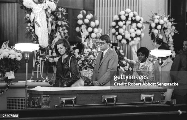 Mourners pay their final respects as the body of assassinated American Civil Rights leader Dr. Martin Luther King Jr. Lies in repose at Sisters...