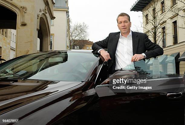 Andreas Koepke, goalkeer coach of German national team, receives a new Mercedes Benz car at Villa Kennedy on February 4, 2010 in Frankfurt, Germany.