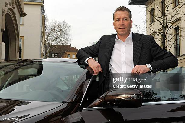 Andreas Koepke, goalkeer coach of German national team, receives a new Mercedes Benz car at Villa Kennedy on February 4, 2010 in Frankfurt, Germany.