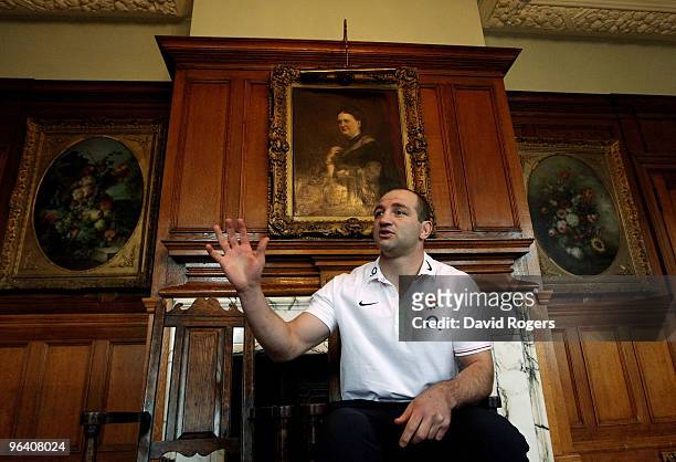 Steve Borthwick, the England captain faces the media during the press conference held at Pennyhill Park on February 4, 2010 in Bagshot, England.