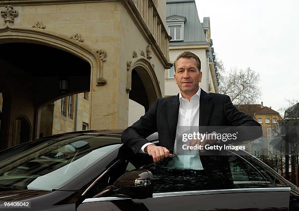 Andreas Koepke, goalkeer coach of German national team, receives a new Mercedes Benz car at Villa Kennedy on February 4, 2010 in Frankfurt, Germany.