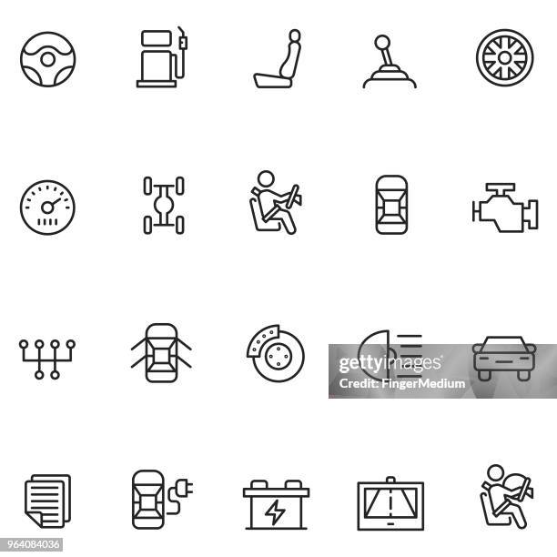 car icon set - vehicle seat stock illustrations
