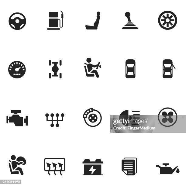 stockillustraties, clipart, cartoons en iconen met auto vector icon set - veiligheidsgordel