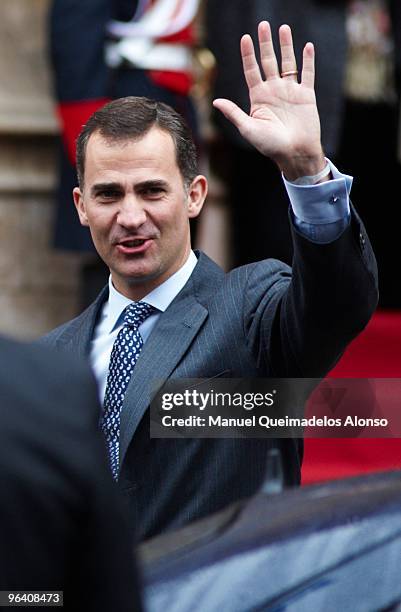 Prince Felipe of Spain attends 'Rey Jaime I Awards' at Lonja de los Mercaderes on February 4, 2010 in Valencia, Spain.