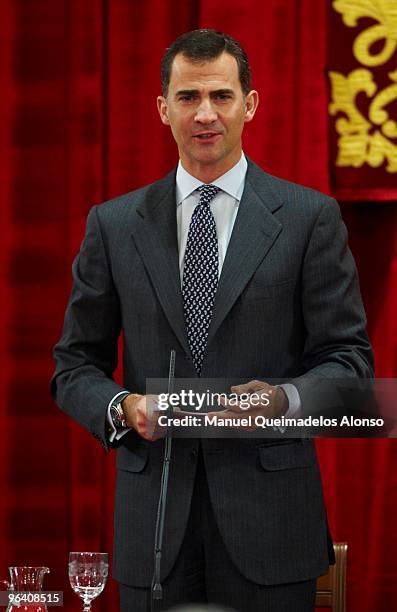 Prince Felipe of Spain attends 'Rey Jaime I Awards' at Lonja de los Mercaderes on February 4, 2010 in Valencia, Spain.