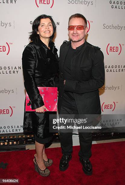 Ali Hewson and Musician Bono attend the Auction On Valentine's Day to Benefit AIDS in Africa, hosted by and at Sotheby's on February 14, 2008.