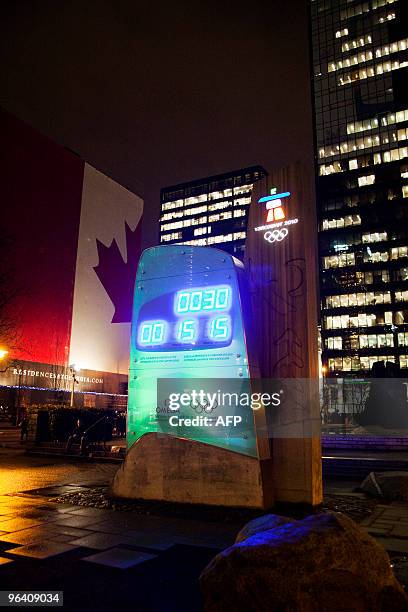 The Olympic clock located in front of the Art Gallery in downtown Vancouver shows time left before the opening ceremony of the Vancouver 2010 Olympic...