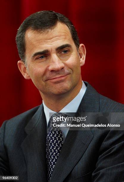 Prince Felipe of Spain attends 'Rey Jaime I Awards' at Lonja de los Mercaderes on February 4, 2010 in Valencia, Spain.