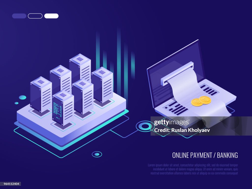Computer Payment Online Payment On Laptop Large Bill For Payment Coming Out Of The ...