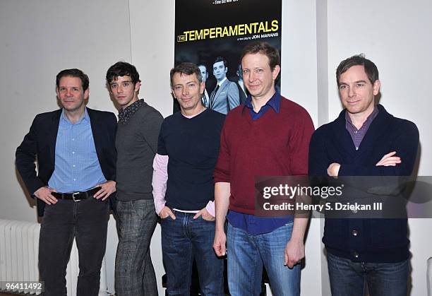 Actors Thomas Jay Ryan, Michael Urie, Arnie Burton, Matthew Schneck and Sam Breslin Wright attend "The Temperamentals" cast photo call at Pearl...