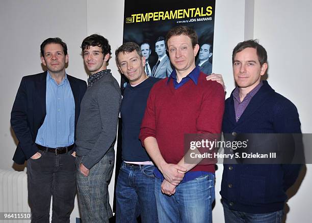 Actors Thomas Jay Ryan, Michael Urie, Arnie Burton, Matthew Schneck and Sam Breslin Wright attend "The Temperamentals" cast photo call at Pearl...