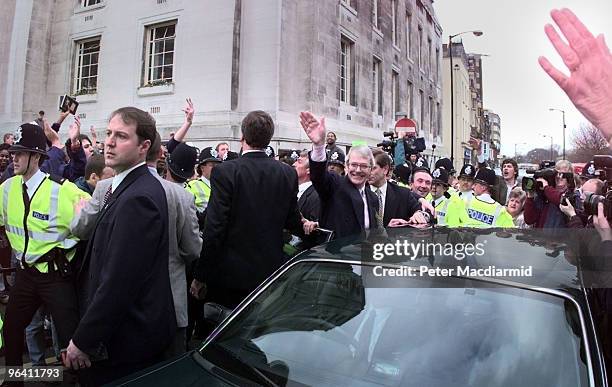 British Prime Minister John Major on his first day of campaigning for the General Election, in central Luton, 17th March 1997.