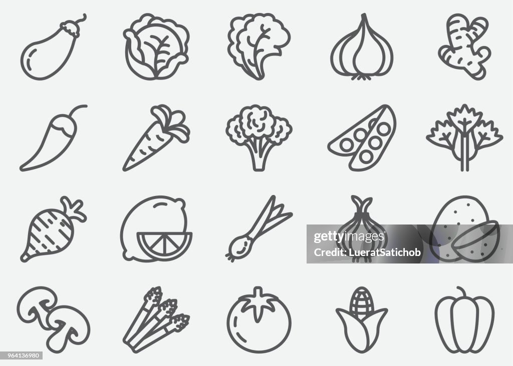 Vegetables Line Icons