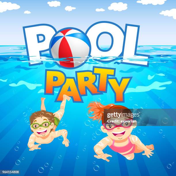 子供プール パーティー - pool party点のイラスト素材／クリップアート素材／マンガ素材／アイコン素材