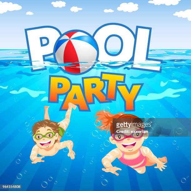 兒童泳池派對 - pool party 幅插畫檔、美工圖案、卡通及圖標