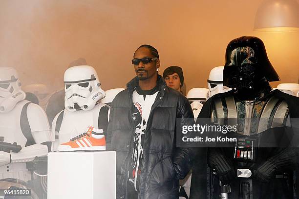 Snoop Dogg attends the Adidas Originals X Star Wars collection launch at the Adidas Originals Store on February 4, 2010 in New York City.