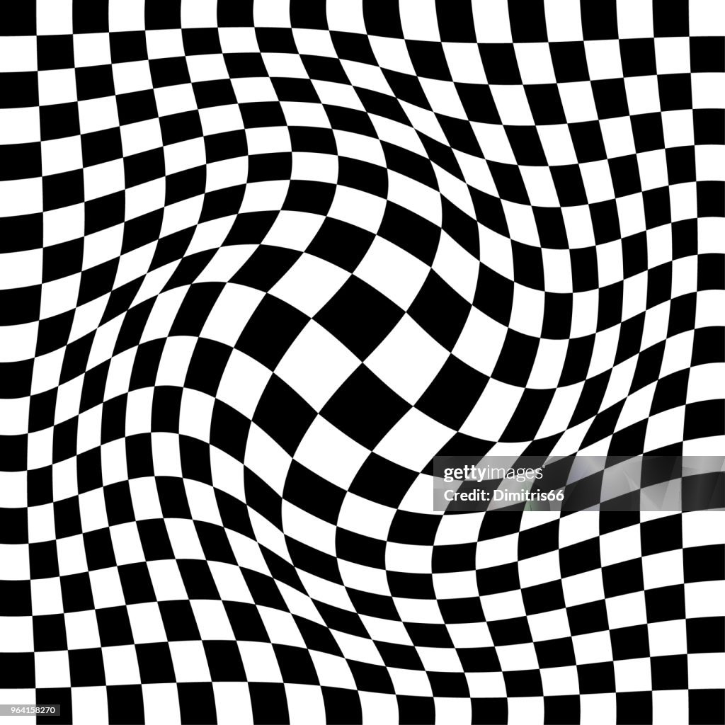 Op art background: Expanded checked pattern.