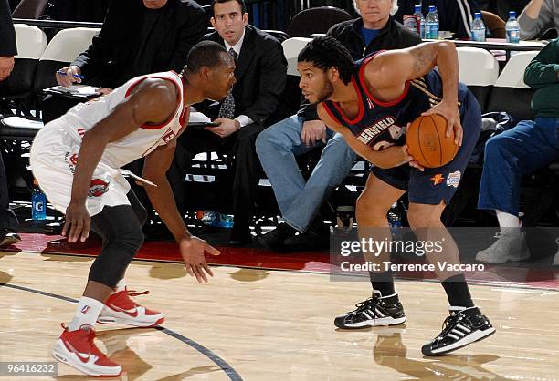 Rodney Webb of the Bakersfield Jam looks to make a move against Joey Dorsey of the Rio Grande Valley Vipers during the Day three of the 2010 D-League...