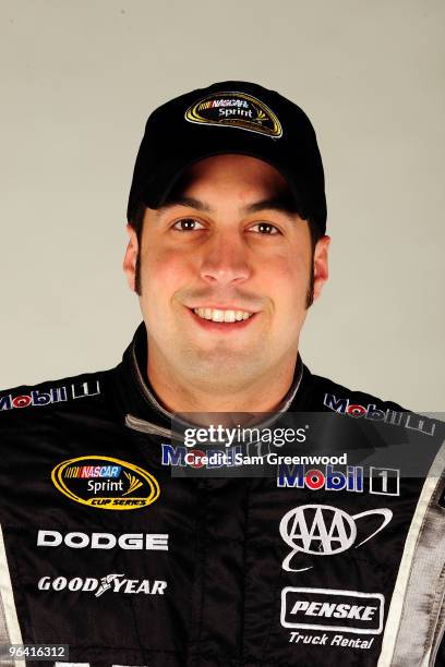 Sam Hornish Jr., driver of the Mobil 1 Dodge, poses during NASCAR media day at Daytona International Speedway on February 4, 2010 in Daytona Beach,...