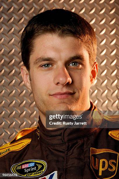 David Ragan, driver of the UPS Ford, poses during NASCAR media day at Daytona International Speedway on February 4, 2010 in Daytona Beach, Florida.