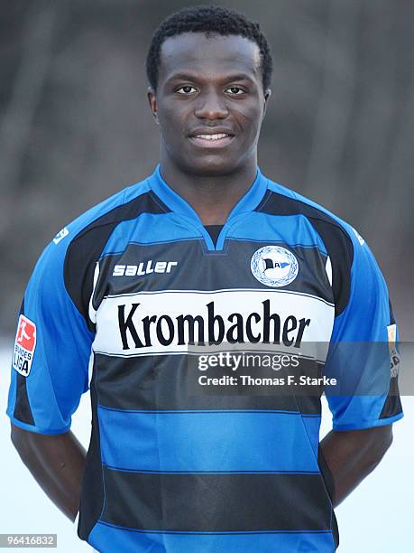 Assimiou Toure poses during the Second Bundesliga Team Presentation of Arminia Bielefeld at the training ground Friedrich-Hagemann-Strasse on...