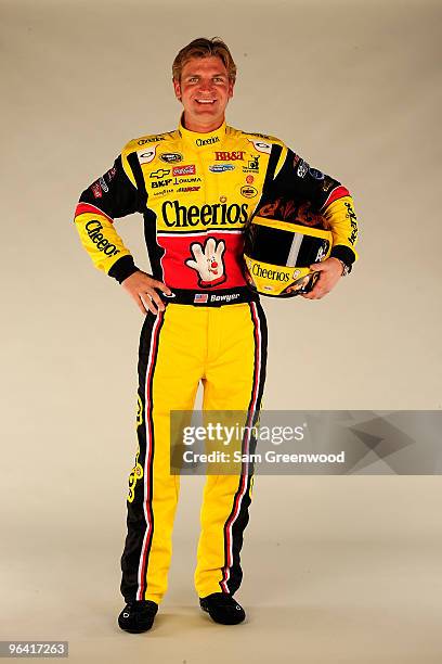Clint Bowyer, driver of the Cheerios/Hamburger Helper Chevrolet, poses during NASCAR media day at Daytona International Speedway on February 4, 2010...
