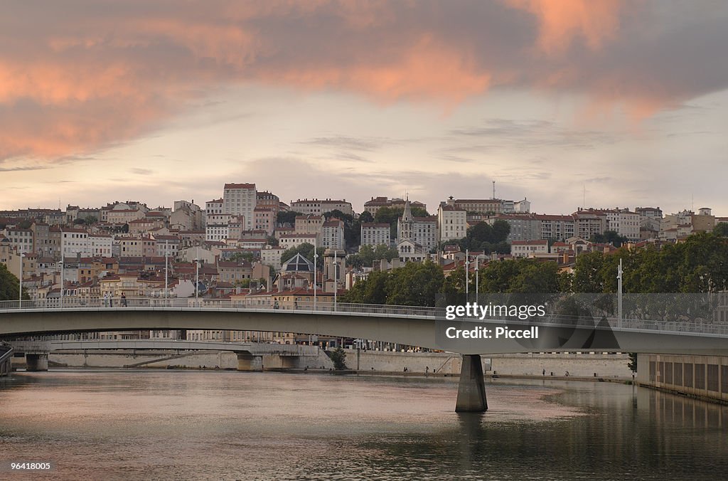 Sunset over the Saône river, Lyon.