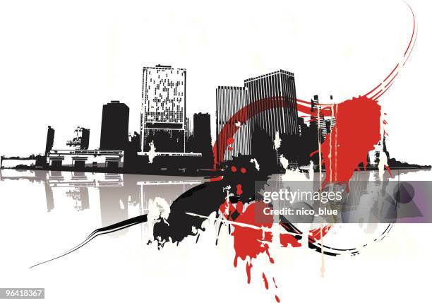 skyline grunge - posterized stock illustrations