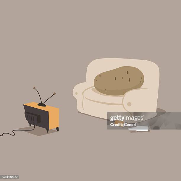 couch potato - crt television stock illustrations