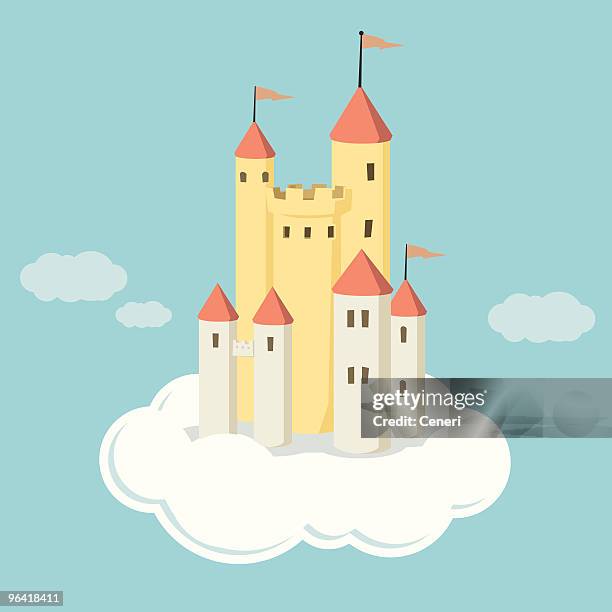 illustrated castle on cloud in the air - air force 幅插畫檔、美工圖案、卡通及圖標